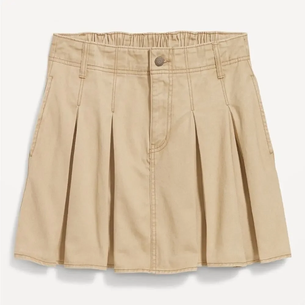 Old Navy Khaki High-Waisted Pleated Mini Skirt